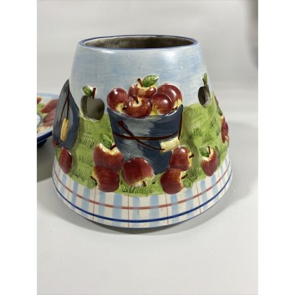 Retired Yankee Jar Candle large Shade Apple Orchard & Footed Plate - Picture 4 of 8